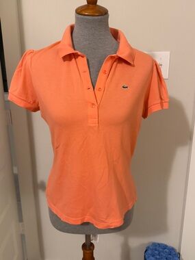 Lacoste Women's Short Sleeve Polo in Coral Orange